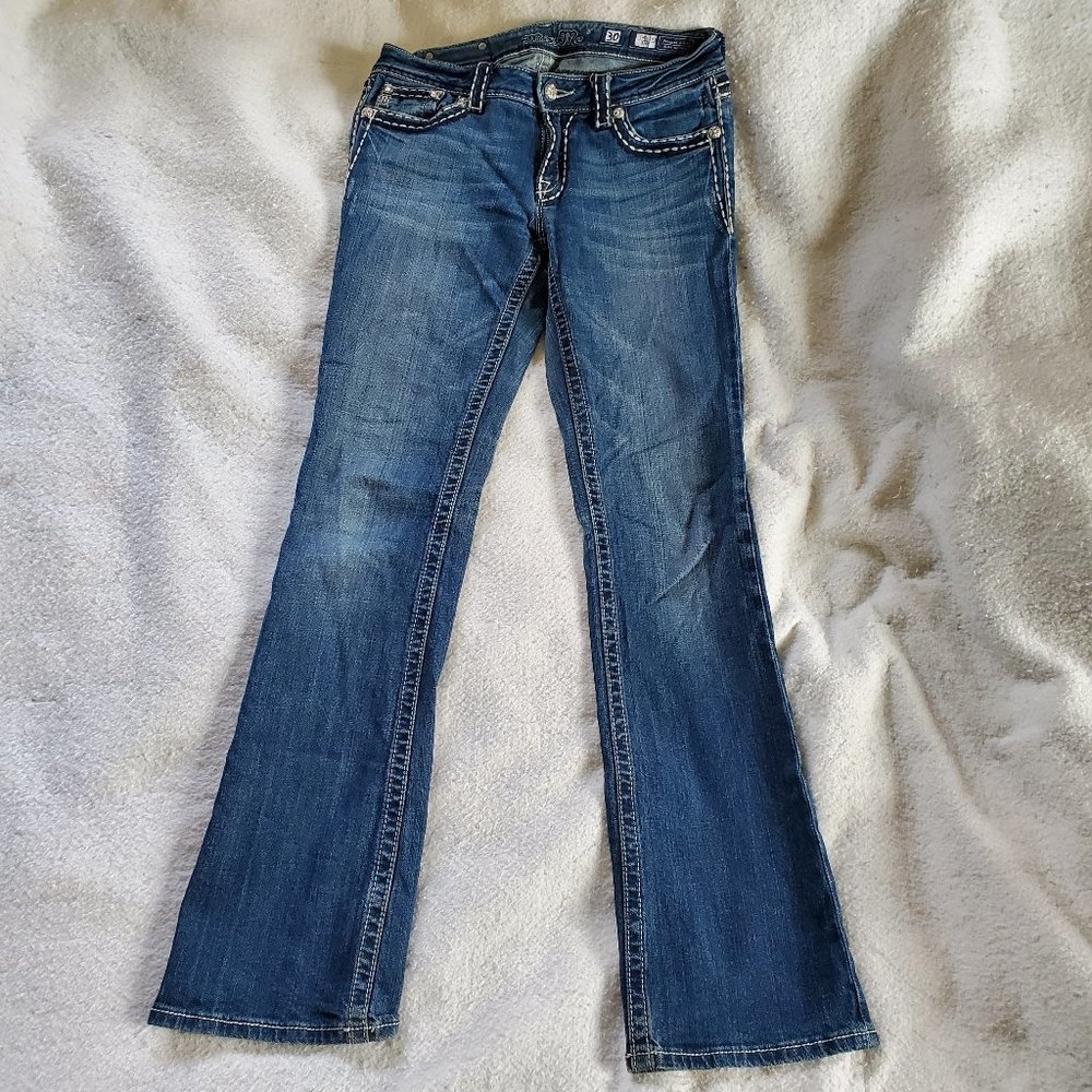 Miss Me Distressed Boot Cut Mid Rise Jeans, Sz 30